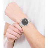 Buy Shop Daniel Wellington Iconic Link Black Dial Silver Steel Strap Watch For Women - DW00100342 USA Online