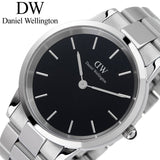 Buy Shop Daniel Wellington Iconic Link Black Dial Silver Steel Strap Watch For Women - DW00100342 USA Online