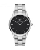 Buy Shop Daniel Wellington Iconic Link Black Dial Silver Steel Strap Watch For Women - DW00100342 USA Online