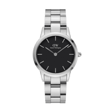 Buy Shop Daniel Wellington Iconic Link Black Dial Silver Steel Strap Watch For Women - DW00100342 USA Online