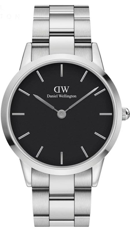 Buy Shop Daniel Wellington Iconic Link Black Dial Silver Steel Strap Watch For Women - DW00100342 USA Online