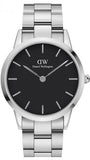 Buy Shop Daniel Wellington Iconic Link Black Dial Silver Steel Strap Watch For Women - DW00100342 USA Online
