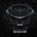 Buy Shop Daniel Wellington Iconic Link Ceramic Black Dial Black Steel Strap Watch For Women - DW00100414 USA Online