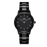 Buy Shop Daniel Wellington Iconic Link Ceramic Black Dial Black Steel Strap Watch For Women - DW00100414 USA Online