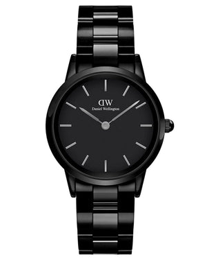 Buy Shop Daniel Wellington Iconic Link Ceramic Black Dial Black Steel Strap Watch For Women - DW00100414 USA Online