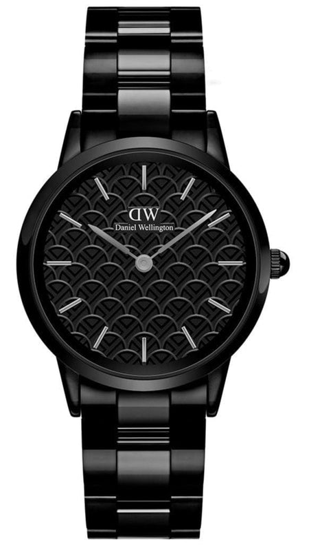 Buy Shop Daniel Wellington Iconic Link Ceramic Black Dial Black Steel Strap Watch For Women - DW00100414 USA Online