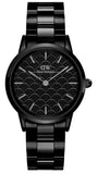 Buy Shop Daniel Wellington Iconic Link Ceramic Black Dial Black Steel Strap Watch For Women - DW00100414 USA Online