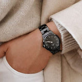 Buy Shop Daniel Wellington Iconic Link Ceramic Black Dial Black Steel Strap Watch For Women - DW00100415 USA Online