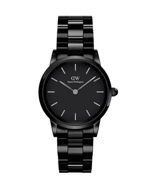 Buy Shop Daniel Wellington Iconic Link Ceramic Black Dial Black Steel Strap Watch For Women - DW00100415 USA Online