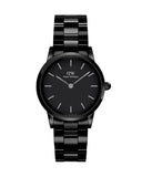 Buy Shop Daniel Wellington Iconic Link Ceramic Black Dial Black Steel Strap Watch For Women - DW00100415 USA Online