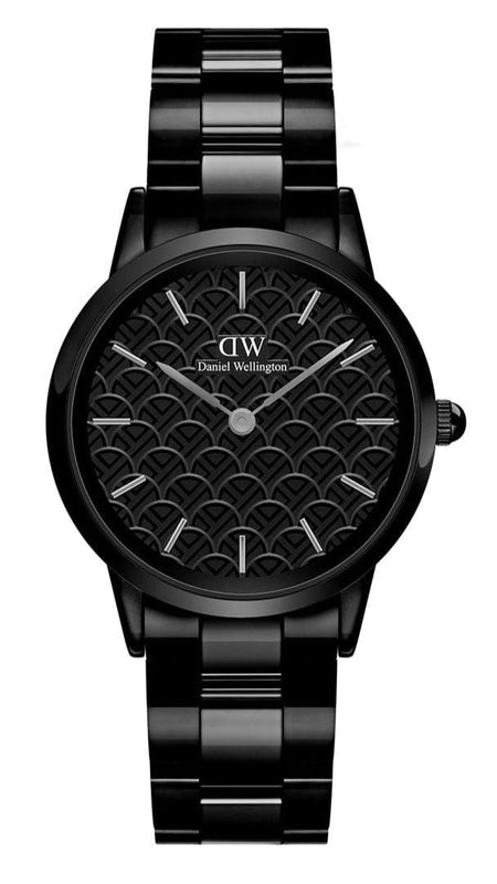 Buy Shop Daniel Wellington Iconic Link Ceramic Black Dial Black Steel Strap Watch For Women - DW00100415 USA Online