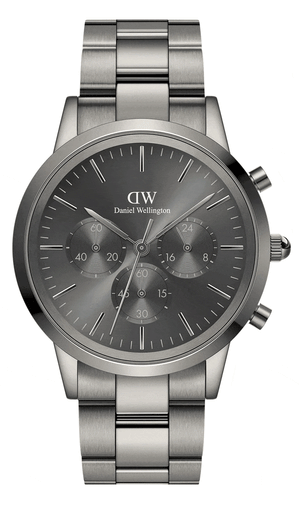 Buy Shop Daniel Wellington Iconic Link Chronograph Grey Dial Grey Steel Strap Watch for Men - DW00100643 USA Online