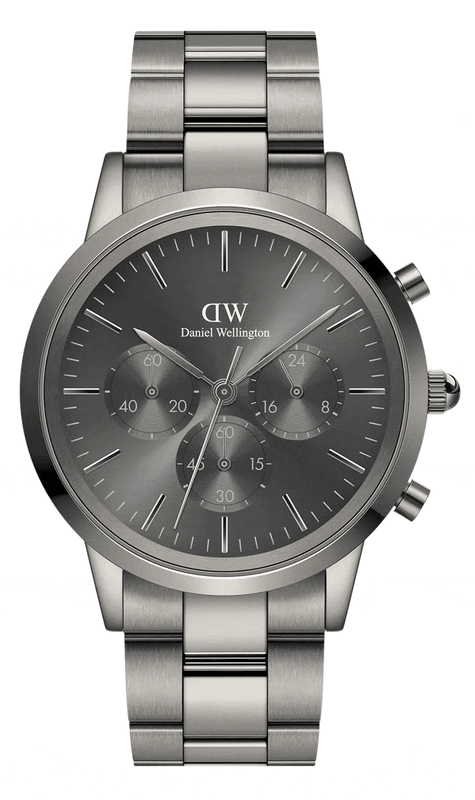 Buy Shop Daniel Wellington Iconic Link Chronograph Grey Dial Grey Steel Strap Watch for Men - DW00100643 USA Online