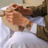 Buy Shop Daniel Wellington Iconic Link Emerald Green Dial Rose Gold Steel Strap Watch For Women - DW00100419 USA Online