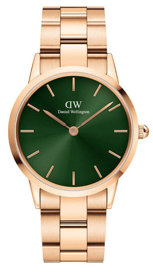 Buy Shop Daniel Wellington Iconic Link Emerald Green Dial Rose Gold Steel Strap Watch For Women - DW00100419 USA Online