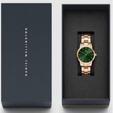 Buy Shop Daniel Wellington Iconic Link Emerald Green Dial Rose Gold Steel Strap Watch For Women - DW00100421 USA Online