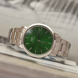 Buy Shop Daniel Wellington Iconic Link Emerald Green Dial Silver Steel Strap Watch For Men - DW00100427 USA Online