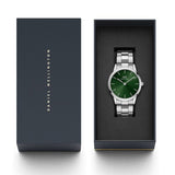 Buy Shop Daniel Wellington Iconic Link Emerald Green Dial Silver Steel Strap Watch For Men - DW00100427 USA Online