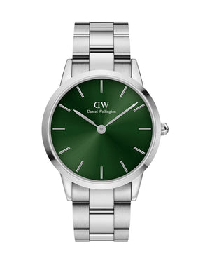 Buy Shop Daniel Wellington Iconic Link Emerald Green Dial Silver Steel Strap Watch For Men - DW00100427 USA Online