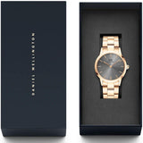 Buy Shop Daniel Wellington Iconic Link Grey Dial Gold Steel Strap Watch For Women - DW00100334 USA Online