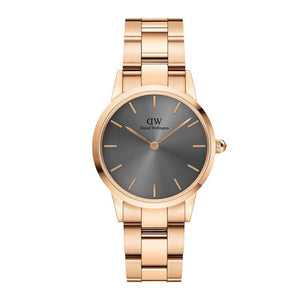 Buy Shop Daniel Wellington Iconic Link Grey Dial Gold Steel Strap Watch For Women - DW00100334 USA Online