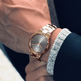 Buy Shop Daniel Wellington Iconic Link Grey Dial Rose Gold Steel Strap Watch For Women - DW00100332 USA Online