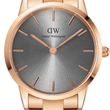 Buy Shop Daniel Wellington Iconic Link Grey Dial Rose Gold Steel Strap Watch For Women - DW00100332 USA Online