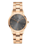Buy Shop Daniel Wellington Iconic Link Grey Dial Rose Gold Steel Strap Watch For Women - DW00100332 USA Online