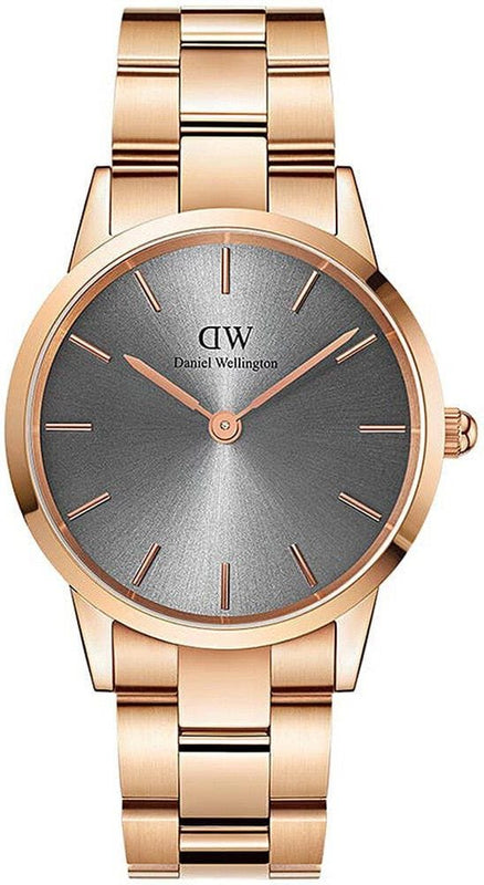 Buy Shop Daniel Wellington Iconic Link Grey Dial Rose Gold Steel Strap Watch For Women - DW00100332 USA Online