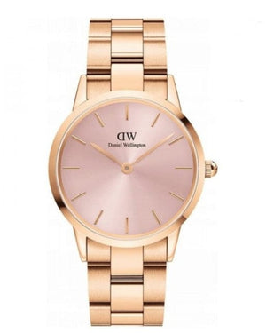 Buy Shop Daniel Wellington Iconic Link Pink Dial Rose Gold Steel Strap Watch For Women - DW00100335 USA Online