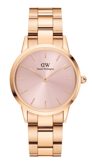 Buy Shop Daniel Wellington Iconic Link Pink Dial Rose Gold Steel Strap Watch For Women - DW00100335 USA Online