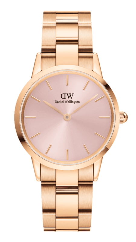 Buy Shop Daniel Wellington Iconic Link Pink Dial Rose Gold Steel Strap Watch For Women - DW00100335 USA Online