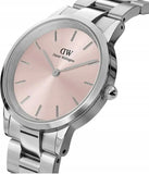 Buy Shop Daniel Wellington Iconic Link Pink Dial Silver Steel Strap Watch For Women - DW00100327 USA Online