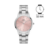Buy Shop Daniel Wellington Iconic Link Pink Dial Silver Steel Strap Watch For Women - DW00100327 USA Online