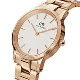 Buy Shop Daniel Wellington Iconic Link White Dial Rose Gold Steel Strap Watch For Women - DW00100209 USA Online
