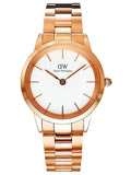 Buy Shop Daniel Wellington Iconic Link White Dial Rose Gold Steel Strap Watch For Women - DW00100209 USA Online
