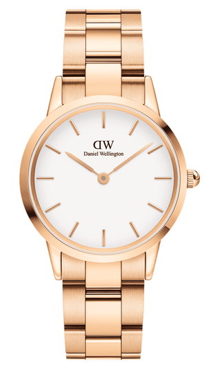 Buy Shop Daniel Wellington Iconic Link White Dial Rose Gold Steel Strap Watch For Women - DW00100209 USA Online