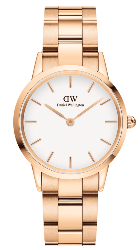 Buy Shop Daniel Wellington Iconic Link White Dial Rose Gold Steel Strap Watch For Women - DW00100209 USA Online