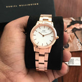 Buy Shop Daniel Wellington Iconic Link White Dial Rose Gold Steel Strap Watch For Women - DW00100211 USA Online
