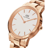 Buy Shop Daniel Wellington Iconic Link White Dial Rose Gold Steel Strap Watch For Women - DW00100211 USA Online