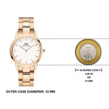 Buy Shop Daniel Wellington Iconic Link White Dial Rose Gold Steel Strap Watch For Women - DW00100211 USA Online