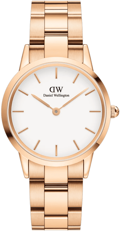 Buy Shop Daniel Wellington Iconic Link White Dial Rose Gold Steel Strap Watch For Women - DW00100211 USA Online