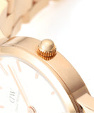Buy Shop Daniel Wellington Iconic Link White Dial Rose Gold Steel Strap Watch for Women - DW00100213 USA Online