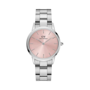 Buy Shop Daniel Wellington Iconic Pink Dial Silver Steel Strap Watch For Women - DW00100325 USA Online