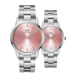 Buy Shop Daniel Wellington Iconic Pink Dial Silver Steel Strap Watch For Women - DW00100329 USA Online