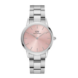 Buy Shop Daniel Wellington Iconic Pink Dial Silver Steel Strap Watch For Women - DW00100329 USA Online
