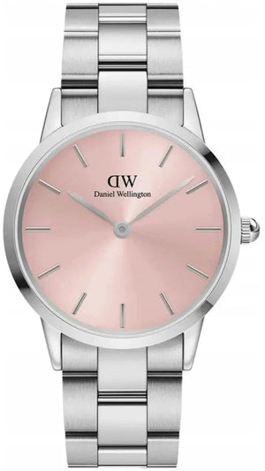 Buy Shop Daniel Wellington Iconic Pink Dial Silver Steel Strap Watch For Women - DW00100329 USA Online