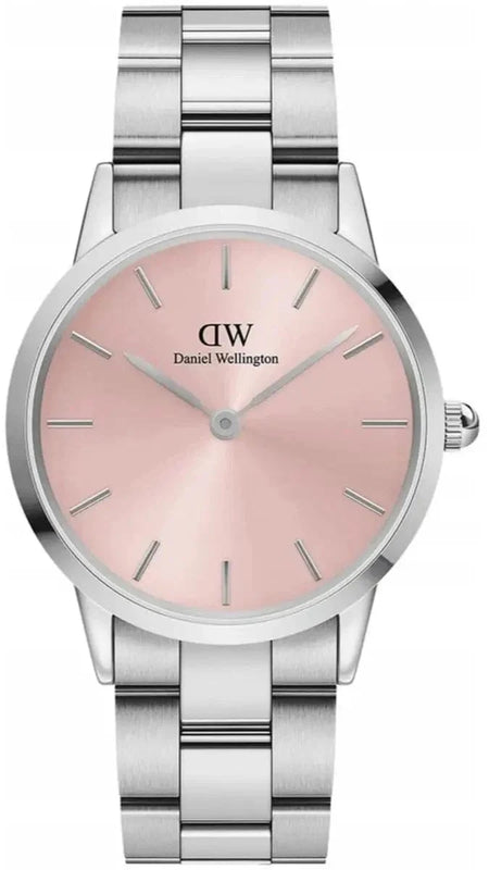 Buy Shop Daniel Wellington Iconic Pink Dial Silver Steel Strap Watch For Women - DW00100329 USA Online