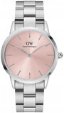 Buy Shop Daniel Wellington Iconic Pink Dial Silver Steel Strap Watch For Women - DW00100329 USA Online