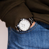 Buy Shop Daniel Wellington Iconic White Dial Silver Steel Strap Watch For Men - DW00100341 USA Online